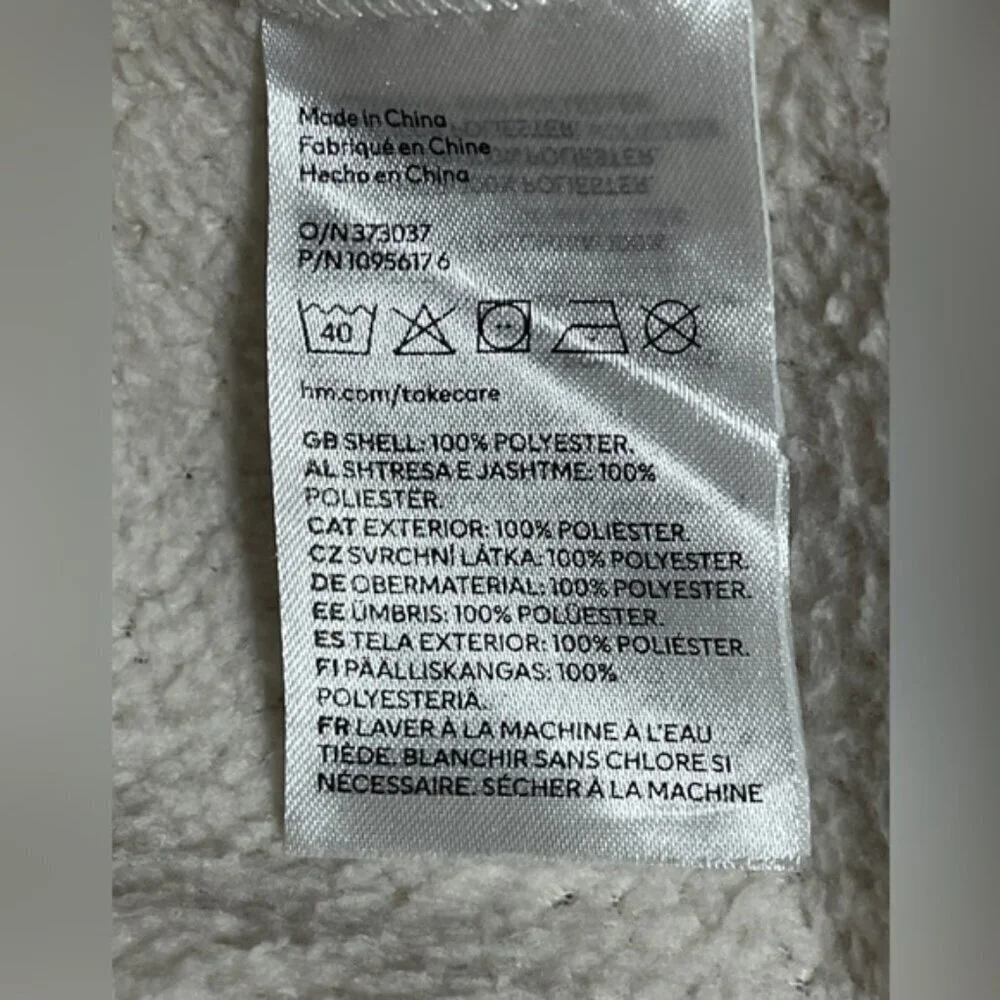 H&M Divided White Sherpa Teddy Fleece Pullover Jacket - Size Small - Picture 12 of 12